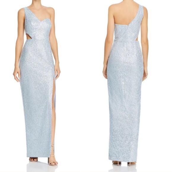 Aidan by Aidan Mattox One-Shoulder Sequin Gown Mist size 4 - Picture 1 of 6